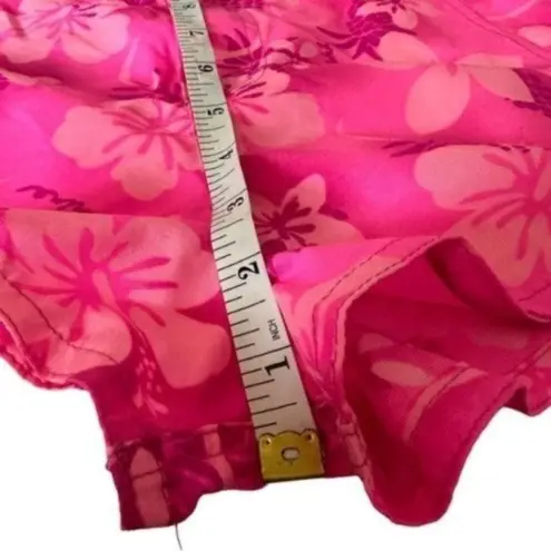 Vintage Y2k Swim Shorts Floral Tropical Flower Pattern Cover Up medium Pink