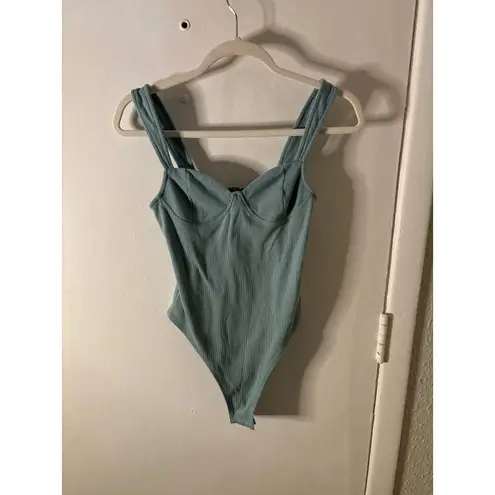 SheIn  Green Ribbed Tank Bodysuit XS Basics Classic Bodycon Casual Classic Pastel