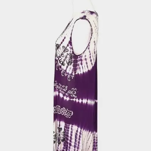 Riviera Sun Womens Sleeveless Dress Floral Embroidered Sequins Boho Purple Small