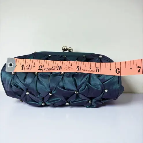 Paris Hilton VTG Fairy Dust Satin Rhinestones Clasp Clutch Bag Party Holiday NWT Blue