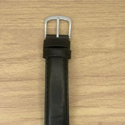 Timex Easy Reader Watch Men 35mm Silver Tone Black Dial Black Genuine Leather