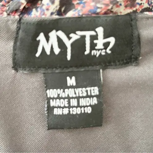 MYTH NYC Sleeveless Ruffle Mini Dress, M Gray Size M