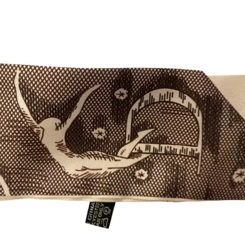 D Logo Brown Cream Satin Ethereal Print Mitzah Scarf Purse handle Tie Hair neck