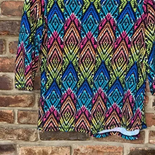 Westbound  Rainbow Multicolored Aztec Print 3/4 Sleeve Top Women's Size Medium