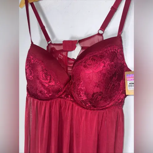 Cosmopolitan NWT ‎ Babydoll Red Lace Mesh Nightgown 2 Piece Set Size 3X