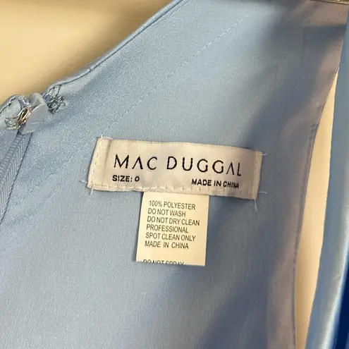 Mac Duggal One Shoulder Charmeuse Gown With Beaded Cutout in Powder Blue US 0