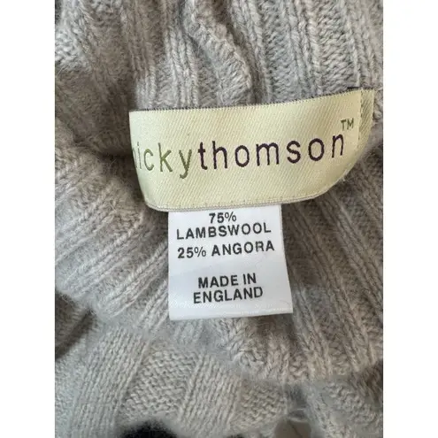 NICKY Thomson Beige Ruffled Turtle neck Cardigan / Poncho LAMBSWOOL