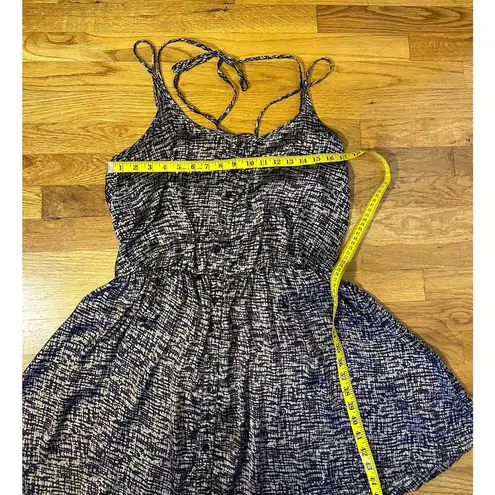 Cecico Womens Large Purple Beige Printed Silky Spaghetti Strap Button Mini Dress