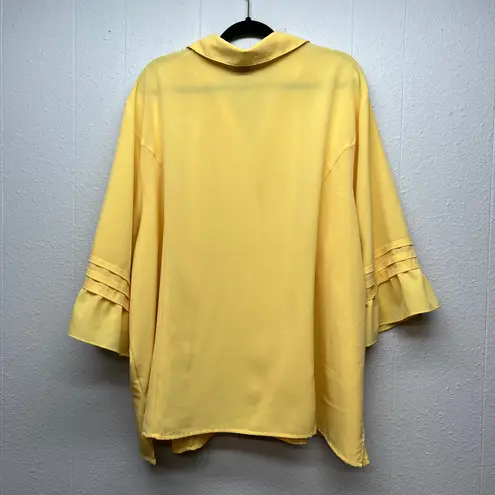 Maggie Barnes Button Front Top Womens 4X Butter Yellow Mature Casual Workwear