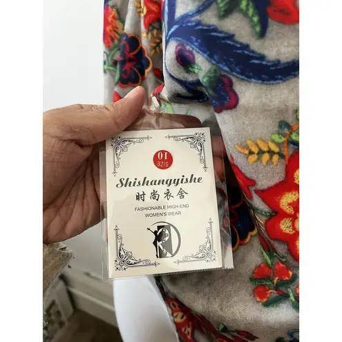 Women’s V Neck Tunic Japanese Kimono Lotus Dragon Flower Long Sleeve Shirt 10