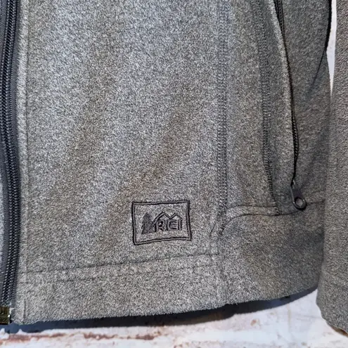 Rei Jacket Womens Medium Gray Fleece Full Zip Hooded Sweatshirt Zip Pockets