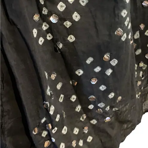 Zero Zero Cotton Gray black ombre tie dye embellished Maxi Skirt boho whimsigoth Size L