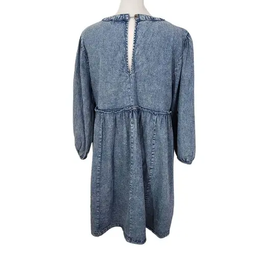 Very J  Denim Babydoll Dress Size Large Mini Babydoll Dress Full Jean Dress