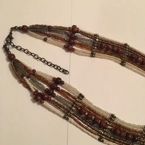 Nice Women’s Hand Crafted Beaded Costume Jewelry Necklace Brown / Neutral Tones