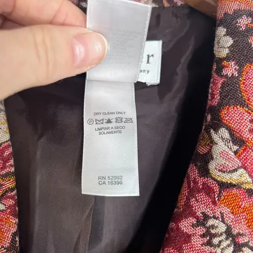 Villager by Liz Claiborne Floral Print Tapestry Single Breasted Blazer Size 16 Brown
