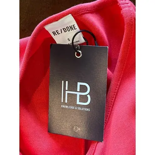 RE/DONE Red Ruched Front Long Sleeve Mini Sheath Dress Size S