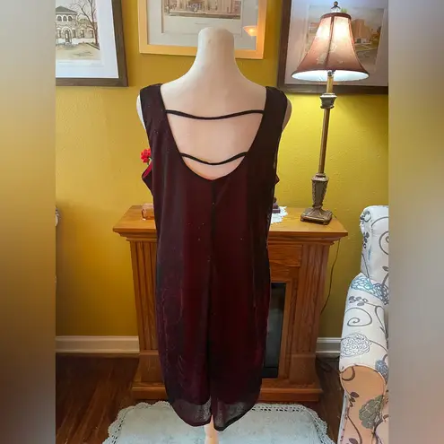 Lisa Jo Y2K black/red/sparkly sleeveless Showgirl midi dress. Size 12. Black - Image 3