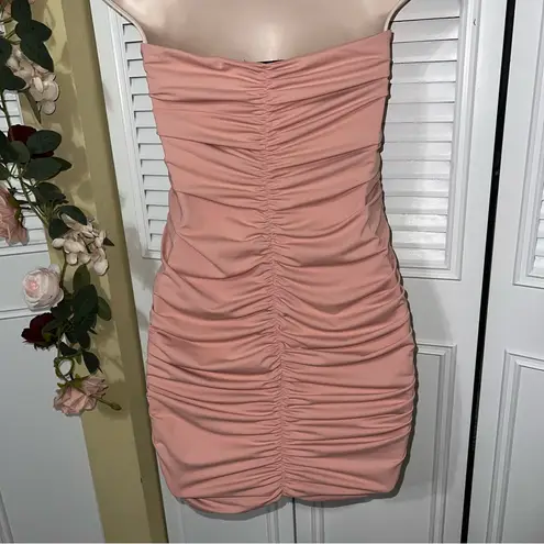 Fiesta Pink Strapless Bodycon Dress for Cocktail Nights Size L
