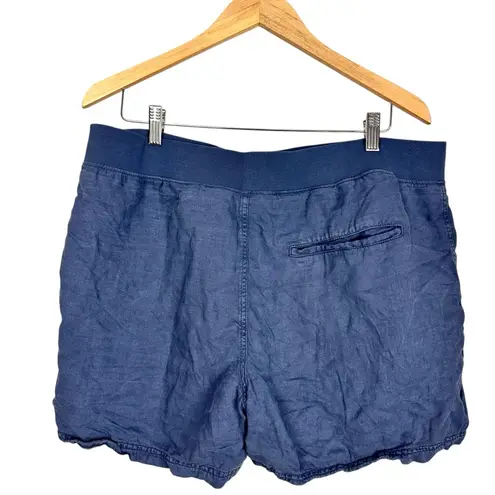 Faherty Arlie Day Shorts Blue Linen Organic Cotton Size XL Coastal Casual