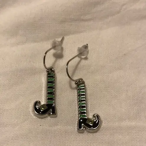 Halloween Witch Legs Earrings Jewelry Black Green