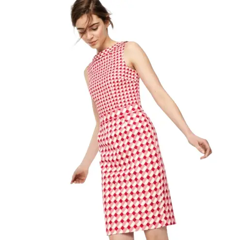 Boden Martha Geometric Print Dress Sleeveless Fitted Work Cocktail Party 8P EUC Red