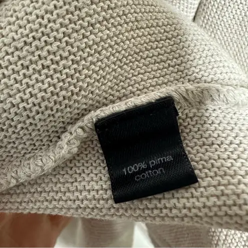 Peruvian Connection Cream Open Shawl Collar Pima Cotton Cardigan Sweater Medium