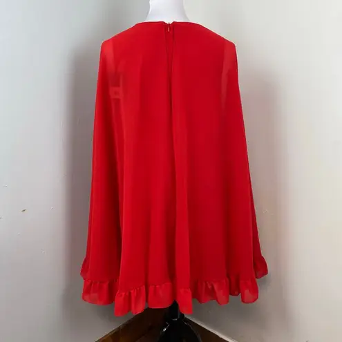 Mac Duggal Short Cape Sleeve Cocktail Ruffled Chiffon Dress Dress Size 6 55407