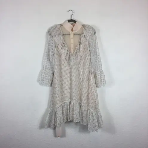 NWT We are HAH Polka Dot Lace Ruffle Swing Mini Dress Small Fairy Coquette Chic Black