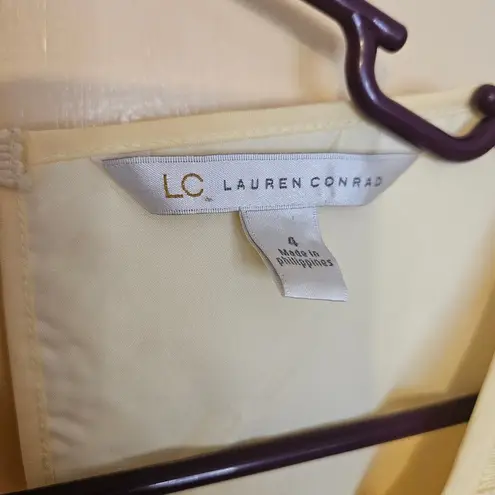 LC Lauren Conrad Lauren Conrad LC Size 4 Light Yellow Floral Flower Lace Tea Party Dress Wedding