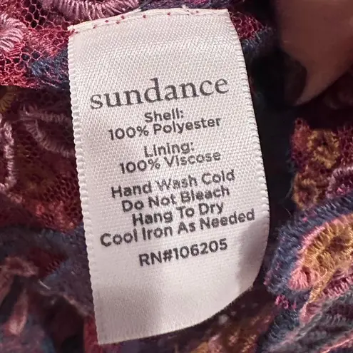 Sundance Maroon Lace Short Sleeve Mini Dress Slip Boho Embroidered Large