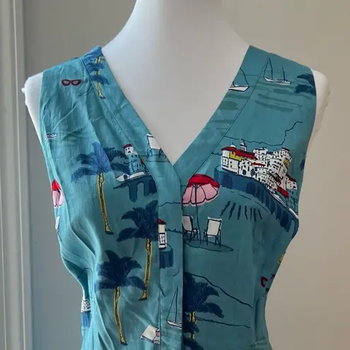 BODEN Dress 12 100% Cotton Resort Boho Beach RARE Riviera Mediterranean Seaside Blue