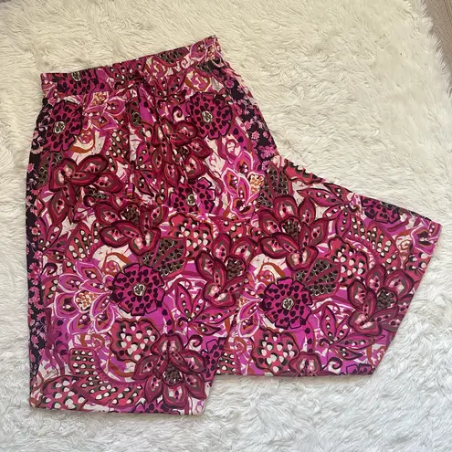 Johnny Was Pants Dreams of Vivanna 100% Silk Easy Pant Wide Leg Flowy Pink Sz XS