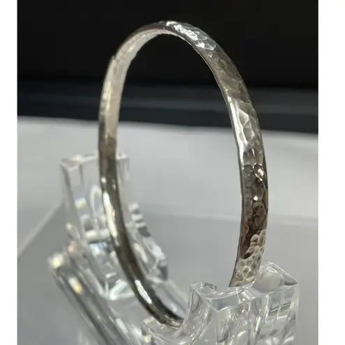 Sterling Silver Dimple Hammered Band Bangle Bracelet