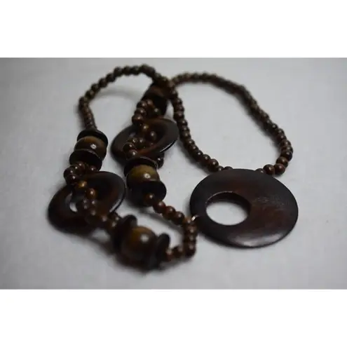 Source Unknown Boho Chunky Wooden Statement 34 Inch Pendant Necklace - Image 2