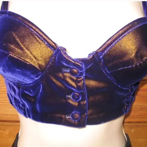 Vintage Velvet Bralette Cropped Jacket Purple