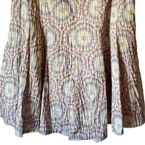 Lafayette 148 New York Metallic Abstract Print Shimmering Silk Blend Flare Skirt Blue Size 6 - Image 13