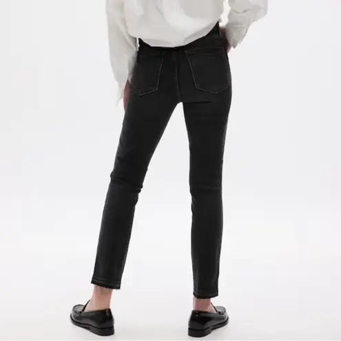 Gap  Denim Washed Black Vintage High Rise Slim Jeans Open Raw Ankle Hem 28 Short