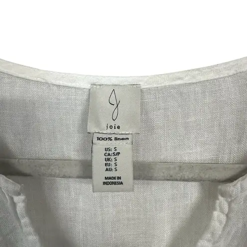 Joie  Womens Sz S 100% Linen White Tiered Dress Mini Short Sleeve Beach Cover Up
