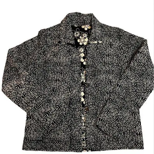 Reversible Floral Quilted Jacket Patchwork Casual Studio Black Pattern SZ S
