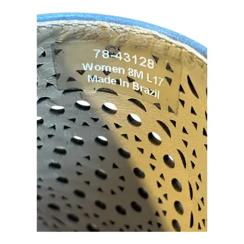 Johnston & Murphy Blue Laser Cut Wedge Espadrille Thong Sandals Women Size 8M