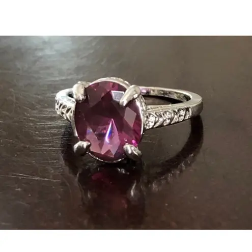 Amethyst New Oval Sterling Silver Ring Size 7