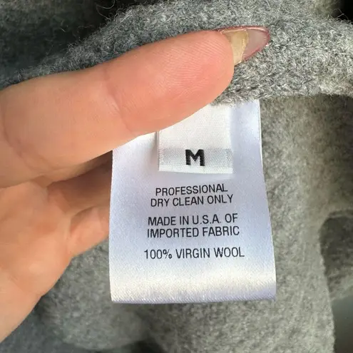 Fleurette 100% Virgin Wool Made In USA gray Trench Wrap Coat Size Medium Tie