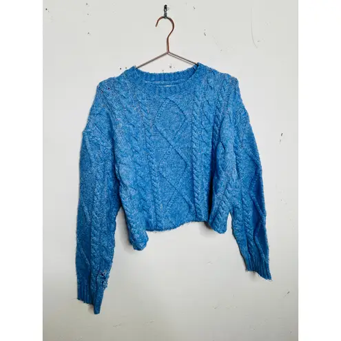 Rachel Parcell Baby Blue Cable Knit Long Sleeve Crewneck Sweater size Small