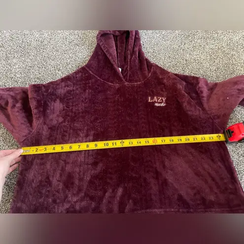 Joyspun Burgundy Lazy Mode Plush Long Sleeve Hoodie M Purple Size M