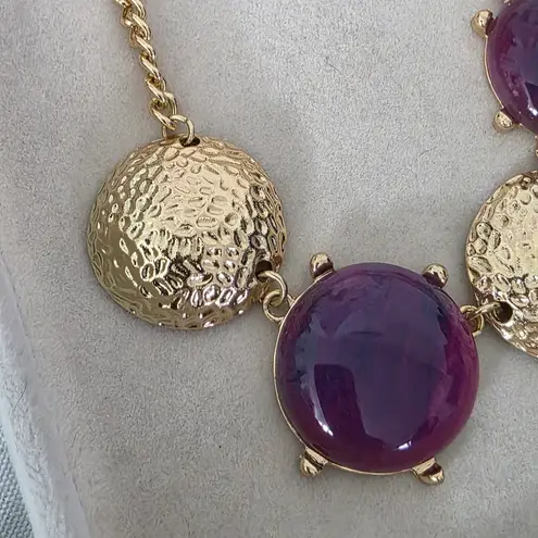 Boutique Gold Chain with Purple Neckkace and Earrings Set