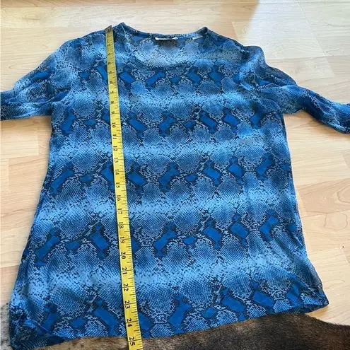 Equipment 100% Silk Blue Python Print Sheer Blouse Size Small