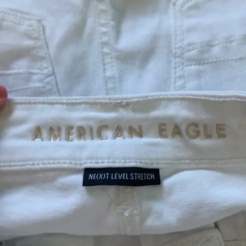 American Eagle  high rise shortie white jean shorts in size 0