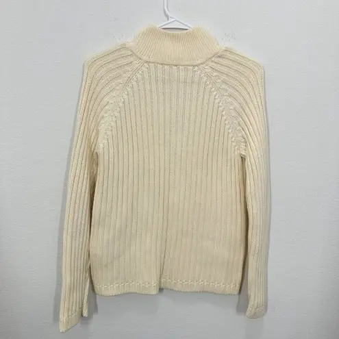 Talbots  Cream Ribbed Mockneck‎ Full Zip Sweater Gilmore Girls Fisherman