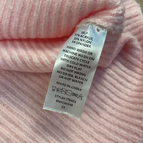 First Love Oversized Cozy Boutique Sweater Pink Stripe Colorblock Plus Size 2X