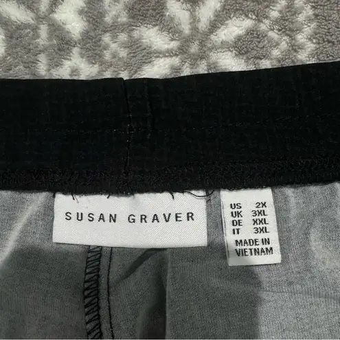 Susan Graver NEW Regular Printed Liquid Knit Pull-On Pants Black/Neutral Size 2X